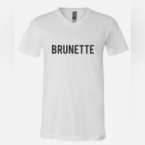 Women's BRUNETTE VNECK TEE - WHITE - NEW - Size Large